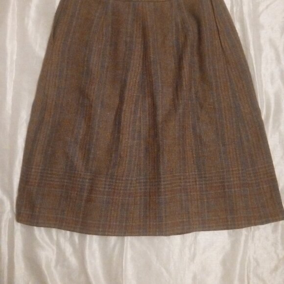Brooks Brothers women's wool skirt chocolate brown w/blue strips sizeL - Picture 2 of 8